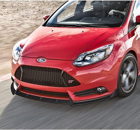 EPARTS 3 Pieces Style Front Bumper Lip Spoiler Splitter Chin Side Body Kit Trim Protection Compatible with 2012-2014 Ford Focus ST Hatchback Models Only (Painted Carbon Fiber Style) in Saudi Arabia