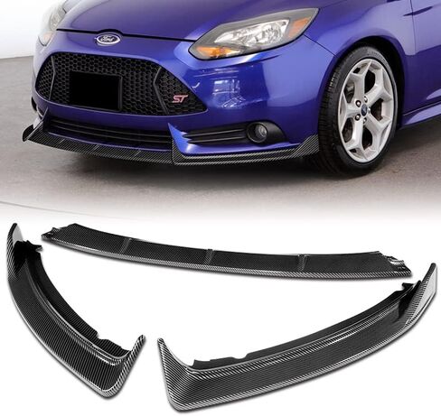 EPARTS 3 Pieces Style Front Bumper Lip Spoiler Splitter Chin Side Body Kit Trim Protection Compatible with 2012-2014 Ford Focus ST Hatchback Models Only (Painted Carbon Fiber Style) in Saudi Arabia