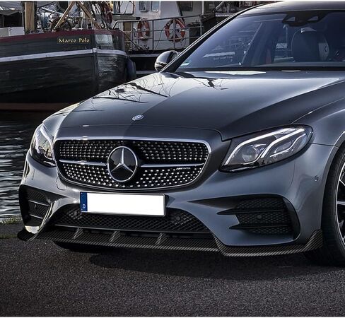 Q1-Tech ، شفة مصد أمامي ملائمة للتوافق مع 2017-2020 Mercedes-Benz E-Class E43 AMG E200 E250 E300 E350 E400 E450 (W213) ، طقم جسم ذقن الهواء الأمامي الشفاه ، in Saudi Arabia