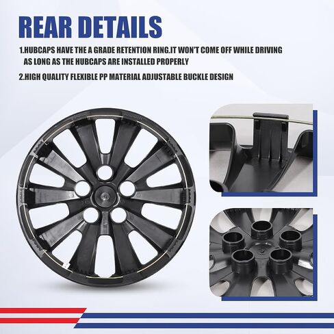 NIXON OFFROAD 16 Inch Hubcaps for Nissan Leaf 2011-2017/Nissan Sentra 2013-2019 [Only Fit Steel Wheel] Wheel Rim Cover (Set of 4) PP Hub Caps Replacement for Car (Black Lacquer, 5132Style) in Saudi Arabia