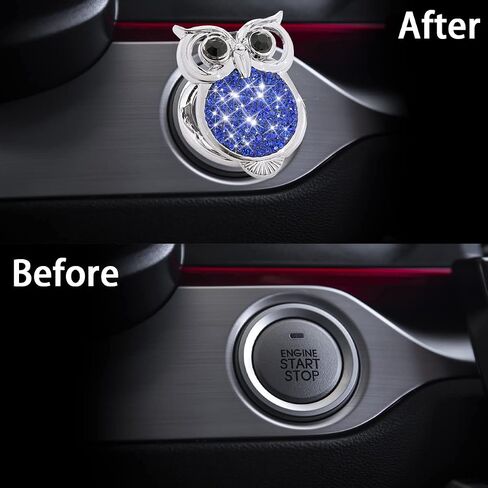 AUCELI Bling Owl Crystal Car Engine lgnition Start Stop Button Cover, Diamond Rhinestone Push to Start Button Key lgnition Protective Decal, Vehicle Interior Decoration Sticker in Saudi Arabia