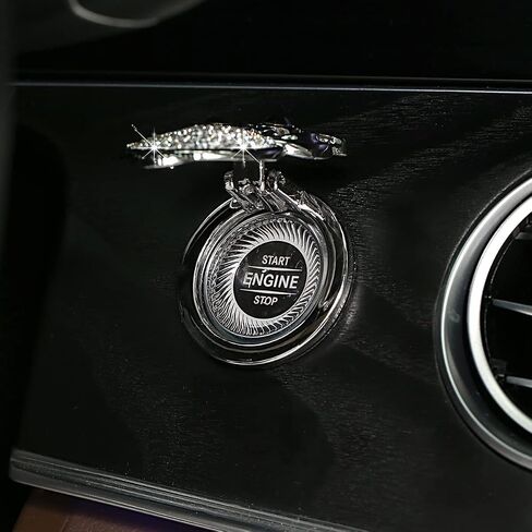 AUCELI Bling Owl Crystal Car Engine lgnition Start Stop Button Cover, Diamond Rhinestone Push to Start Button Key lgnition Protective Decal, Vehicle Interior Decoration Sticker in Saudi Arabia