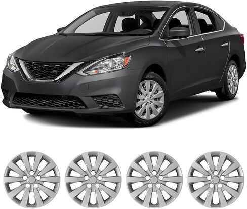 NIXON OFFROAD 16 Inch Hubcaps for Nissan Leaf 2011-2017/Nissan Sentra 2013-2019 [Only Fit Steel Wheel] Wheel Rim Cover (Set of 4) PP Hub Caps Replacement for Car (Black Lacquer, 5132Style) in Saudi Arabia