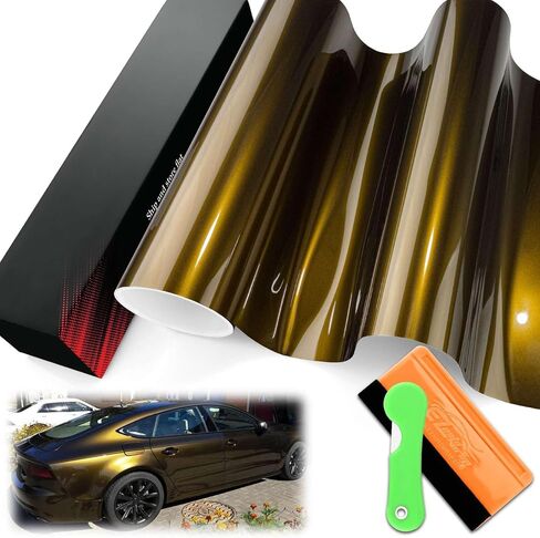 1ftx5ft PET Super Gloss Midnight Midnight Gold High Glossy Vinyl Wrap Auto Car Sticker Screat Film Sheet Free Free Air Technology with Tool in Saudi Arabia