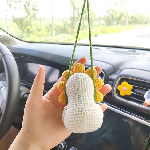 Crocheted Cute Swing Duck Rearview Mirror Hanging Ornament, Hanging Pendant of Car Decor, Lucky Interior Decor Accessories (Handmade crochet) in Saudi Arabia