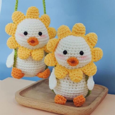 Crocheted Cute Swing Duck Rearview Mirror Hanging Ornament, Hanging Pendant of Car Decor, Lucky Interior Decor Accessories (Handmade crochet) in Saudi Arabia