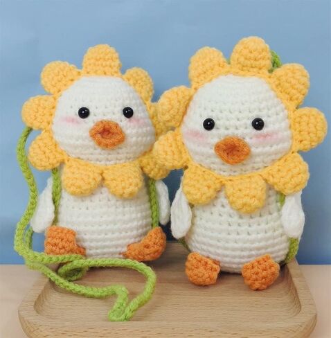 Crocheted Cute Swing Duck Rearview Mirror Hanging Ornament, Hanging Pendant of Car Decor, Lucky Interior Decor Accessories (Handmade crochet) in Saudi Arabia