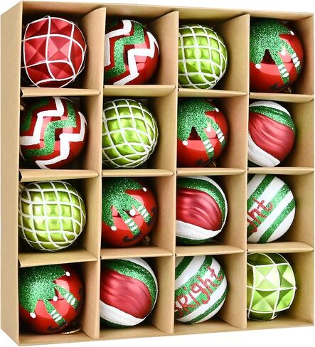 30PCS Christmas Balls Ornaments - 2.36" Red Green White Xmas Balls Decoration, Shatterproof Christmas Balls Ornaments for Christmas Tree, Painting & Glittering Hanging Ball for Party Event(Style-23) in Saudi Arabia