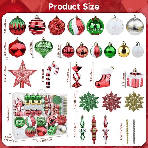 30pcs كرات عيد الميلاد الحلي - 2.36 "زخرفة كرات عيد الميلاد باللونين الأحمر الخضراء ، كرات عيد الميلاد المقاومة للتشويش لشجرة عيد الميلاد ، والرسم والكرة المعلقة المتلألئة لحدث الحفلات (النمط 23) in Kuwait