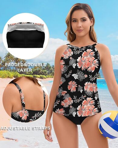Soneven Womens' High Neck Tankini Top Only Bathing Suit Modest Swimsuit Swim Top in Saudi Arabia