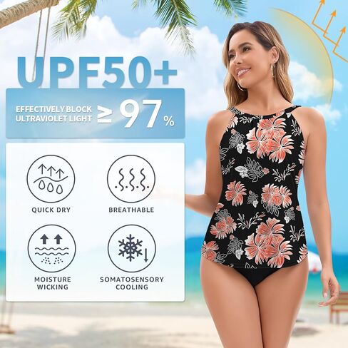 Soneven Womens' High Neck Tankini Top Only Bathing Suit Modest Swimsuit Swim Top in Saudi Arabia