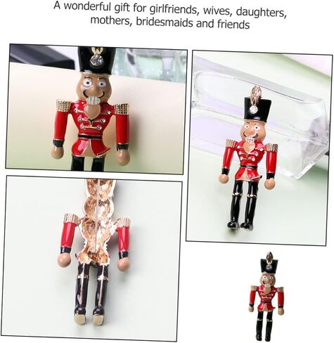 Bestoyard 2pcs Nutcracker Brooch Christmas Bastpin Clother Brooch Pin Pin Cartoon Nutcracker Lapels Christmas Decoration Crystal Christmas Brooch Literature and Art Metal Broom in Saudi Arabia