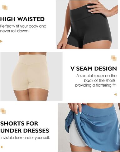 Spandex Shorts for Women High Waisted Yoga Booty Shorts Workout Biker Exercise Lounge Wear Home Cheerleader Dance Volleyball Outfits Safety Shorts for Under Dresses Skirt 2.5 3 Inch Pants 2 Packs Navy in Saudi Arabia