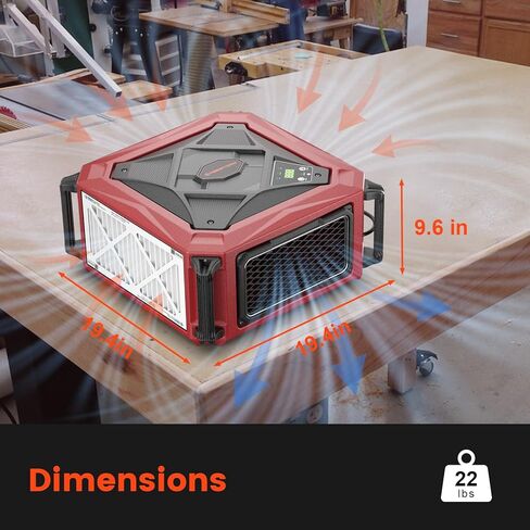 Abestorm Air Filtration System 1080 CFM, Shop Dust Collector with Strong Vortex Fan, Suitable for Woodworking Shop, Garage, Workshops, Up to 1100 Sq. Ft. in Kuwait