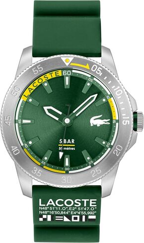 Lacoste Regatta Men's 3H Quartz Silicone Transparent Wristband - Water Resistant up to 5ATM/50 Meters, Contemporary Design, 46mm in Saudi Arabia
