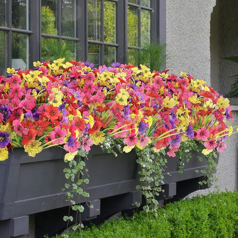 16 حزمًا مصطنعة في الهواء الطلق الزهور الوطنية المركزية للأشعة فوق البنفسجية ، زهور صيفية مزيفة مقاومة للديكور الخارجي في الرابع من يوليو (ملون) in Kuwait