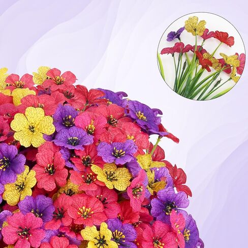 16 حزمًا مصطنعة في الهواء الطلق الزهور الوطنية المركزية للأشعة فوق البنفسجية ، زهور صيفية مزيفة مقاومة للديكور الخارجي في الرابع من يوليو (ملون) in Kuwait