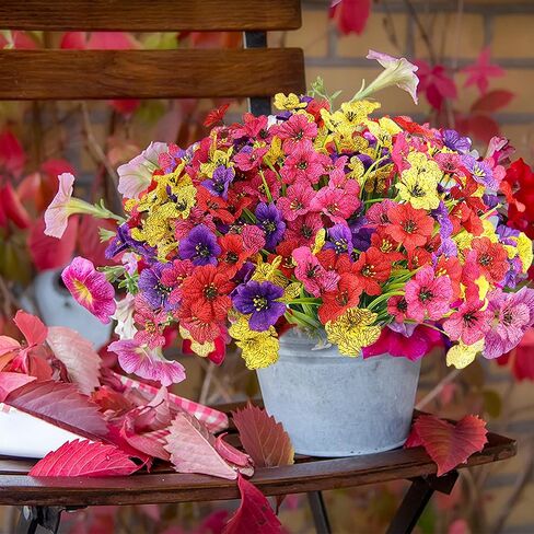 16 حزمًا مصطنعة في الهواء الطلق الزهور الوطنية المركزية للأشعة فوق البنفسجية ، زهور صيفية مزيفة مقاومة للديكور الخارجي في الرابع من يوليو (ملون) in Kuwait