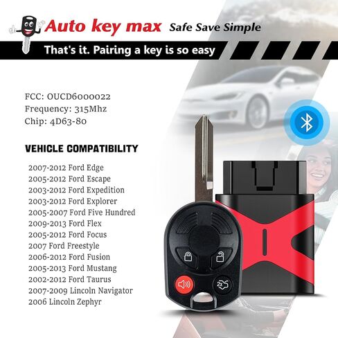 2 Programmable Keyfob Tool, Replacement Car Keys Fob and DIY Programmer Kit for 2005-2012 Ford Focus Mustang Fusion Escape Expedition in Saudi Arabia