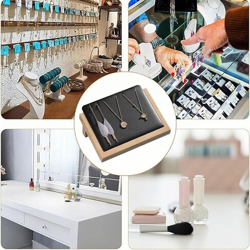TANG SONG Flat Bamboo Leather Soft Mat Multiple Necklace Display Stand Necklace Bracelets Chains Organizer Holder for Home (White) in Saudi Arabia