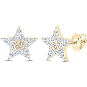 10K الذهب الأصفر 1/3 CTW Diamond Star Mens أقراط in Saudi Arabia