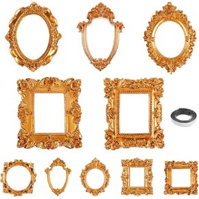 20 Pcs Mini Gold Frames with Magnetic Tape Vintage Resin Picture Frame Antique Gold Photo Frame DIY Baroque Small Picture Frames Miniature Tiny Frames for Photo Jewelry Home Wedding Decor in Kuwait