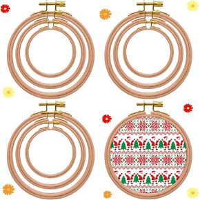 DoubleFill 9 Pcs Round Embroidery Hoops Sizes from 3.5 in to 5.3 in Frame Circle Rubber Hoops Ring Hanging Display Cross Stitch Ornament Gift Vintage Imitated Wood Frame Kits for Craft Sewing Gifts in Kuwait