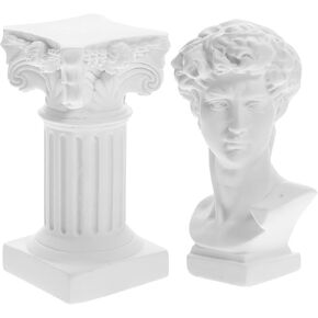 HOMSFOU Greek Statue of David Bust Resin Mythology Sculpture White Roman Pillars Greek Columns David Head Artist Figurine for Roman Bookshelf Tabletop Office Decor in Kuwait