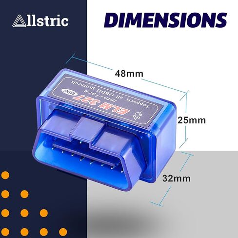 Allstric® OBD2 Scanner Bluetooth ELM327. Car Diagnostic Tool for All Cars. OBD Code Reader with Reset, Reads DTCs, Clears Check Engine Light, Vehicle Info, and O2 Sensor Test. Fixd Car Diagnostic Tool in Saudi Arabia