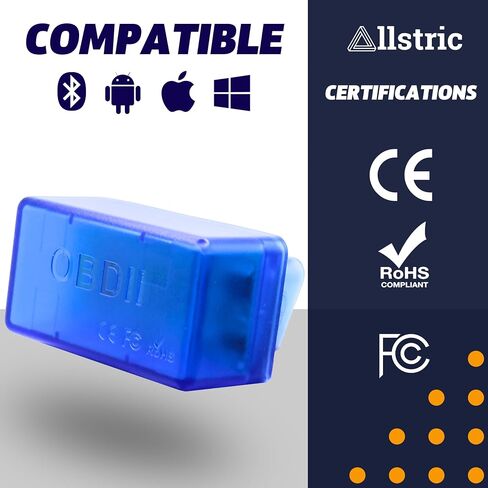 Allstric® OBD2 Scanner Bluetooth ELM327. Car Diagnostic Tool for All Cars. OBD Code Reader with Reset, Reads DTCs, Clears Check Engine Light, Vehicle Info, and O2 Sensor Test. Fixd Car Diagnostic Tool in Saudi Arabia