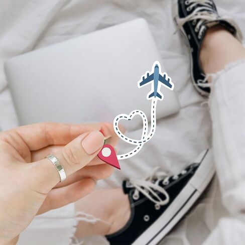 3 Pcs Airplane Love Destination Sticker - Love Travels Sticker - Long Distance Laptop Decals, Travel Adventure Long Distance Fighter Plane Stickers for Water Bottle Tumbler Phone Case Laptop 3"x3" in Kuwait