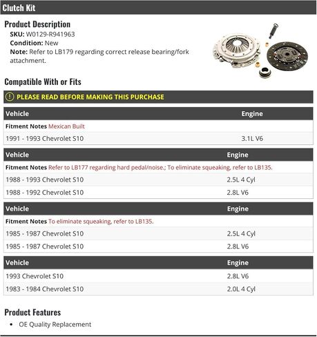 Clutch Kit - Compatible with 1983-1993 Chevy S10 in Saudi Arabia