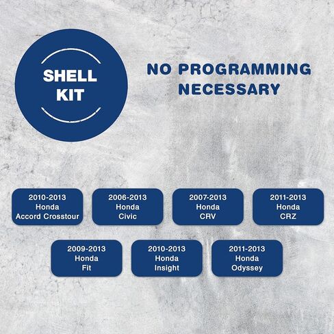 استبدال حالة KeylessOption Key FOB لعام 2002 2003 2004 2005 2006 2007 2008 2008 2010 2011 2013 2014 2014 2015 2015 2017 Honda Remote Shell Kit ، 3-Button No Chip Slot Slot in Saudi Arabia