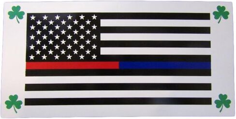 USA Thin Blue Red Line Ireland Shamrock Vinyl Decal Bumper Sticker 3.75"x7.5" in Saudi Arabia