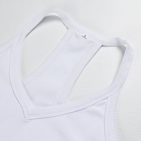قميص GEMBERA نسائي Racerback بدون أكمام ورقبة على شكل V ومتماسك من القطن ومزود بقميص أساسي مقصوص ورسن بدون أكمام in Saudi Arabia