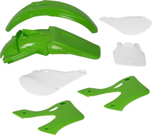 HeCasa Green White Blastic Kit Podywork متوافق مع 1999 2000 2001 2002 Kawasaki KX125 KX250 in Kuwait