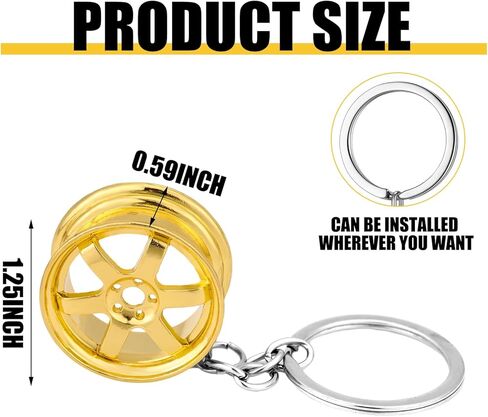 Tondiamo 4 Pcs Mini Wheel Hub Metal Keychain Turbocharged Keychain Car Tire Hub Key Ring Universal Turbocharged Model Key Ring Pendant for Car Enthusiasts in Saudi Arabia