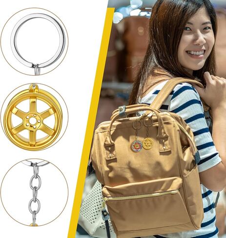 Tondiamo 4 Pcs Mini Wheel Hub Metal Keychain Turbocharged Keychain Car Tire Hub Key Ring Universal Turbocharged Model Key Ring Pendant for Car Enthusiasts in Saudi Arabia