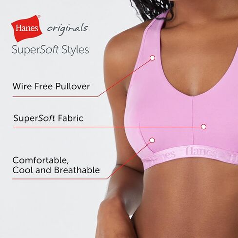 Hanes Women's Originals Ultra Supersoft Racerback, Viscose from Bamboo Bralette in Saudi Arabia