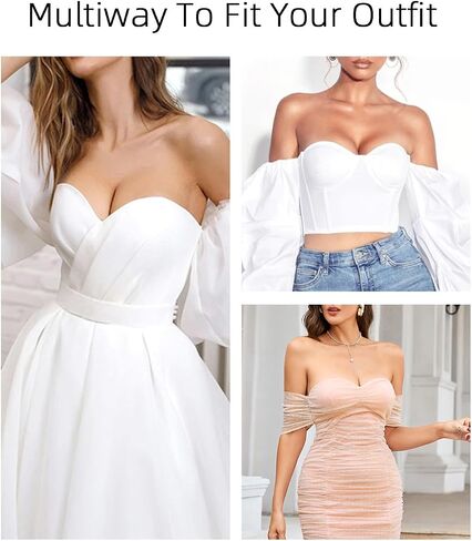 Push Up Strapless Bras for Women Thick Padded Balconette Seamless Convertible Bra for Small Chested Add a Cup in Saudi Arabia