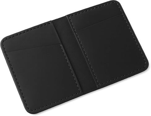 Black Leather Bi-Fold Wallet - Slim Credit Card Case Holder and Cash Organizer Wallet, Stylish Bi Fold Wallet with Leather Card Holder for Men & Women, Credit Card Organizer for Daily Use in Saudi Arabia