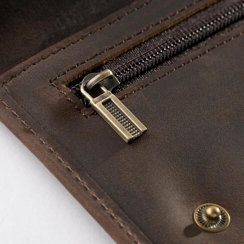 Mens Chain Wallet, Biker Trucker Wallets with Long Strong Chains, Genuine Leather Trifold Billfold, Snap, Brown in Saudi Arabia