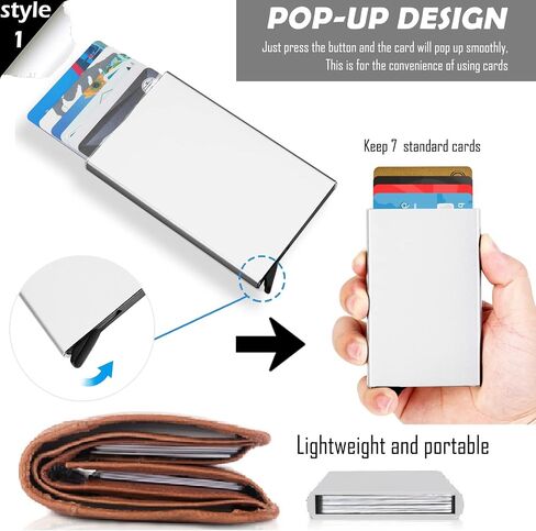 I-sper Slim Wallet for Men, Minimalist Metal Pop Up Wallet, RFID Blocking Credit Card Holder Wallet, Aluminum Business Card Holder Case, Mini Metal Wallet for Men, Black in Saudi Arabia