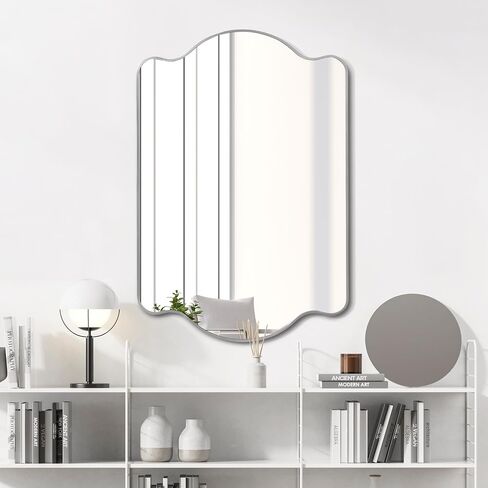 JONATHAN Y MIR205C Louisa 24 in. W x 36 in. H Medium Scalloped Rectangular Metal Framed Wall Mirror, for Bathroom, Living Room, Bedroom, Gold in Saudi Arabia