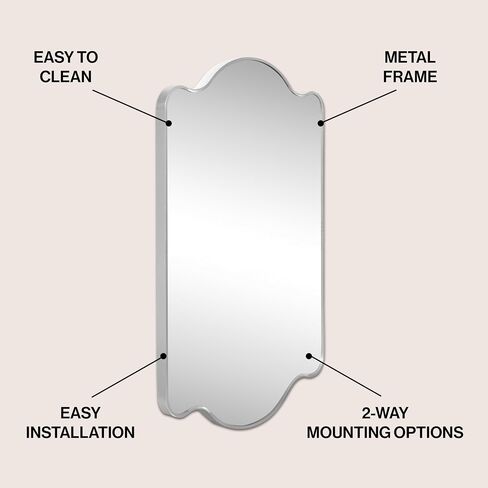 JONATHAN Y MIR205C Louisa 24 in. W x 36 in. H Medium Scalloped Rectangular Metal Framed Wall Mirror, for Bathroom, Living Room, Bedroom, Gold in Saudi Arabia