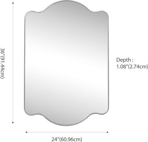 JONATHAN Y MIR205C Louisa 24 in. W x 36 in. H Medium Scalloped Rectangular Metal Framed Wall Mirror, for Bathroom, Living Room, Bedroom, Gold in Saudi Arabia