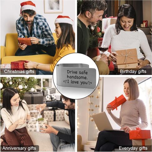 XQlzy Drive Safe وسيم أحبك محفورًا مقطعًا للسيارة من الفولاذ المقاوم للصدأ ، وهدايا سائقين جديدة ، وملحقات سيارة عيد ميلاد عيد ميلاد مضحكة للزوجين ، وقيادة الهدايا الآمنة in Kuwait