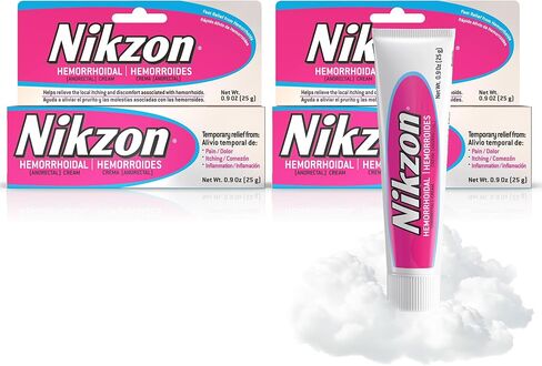 Nikzon Max Strength Hemorrhoid Treatment Cream, Vasoconstrictor & Anesthetic, Fast Soothing Relief from Hemorrhoidal Pain, Itching, Burning & Inflammation, with Aloe Vera & Vitamin E, 0.9 Oz, 2-Pack in Saudi Arabia