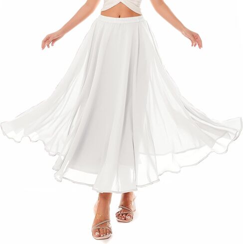 Women's Chiffon Long Maxi Skirt Beach Ankle Length Skirt in Saudi Arabia