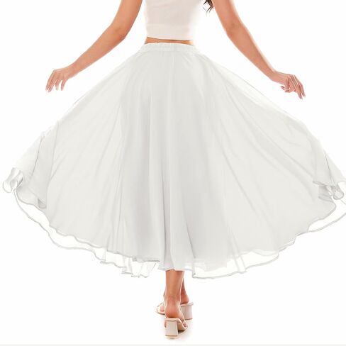Women's Chiffon Long Maxi Skirt Beach Ankle Length Skirt in Saudi Arabia